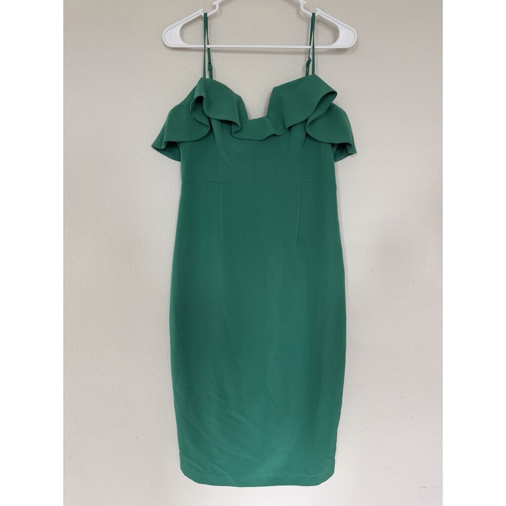 Bardot Ruffle Green Mini Dress SZ 8 Romantic Cocktail Chic Garden Party Wedding